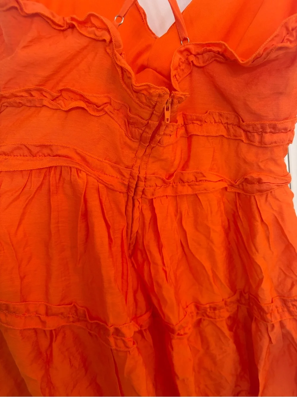 Francesca's Orange Ruffle Tiered Sundress